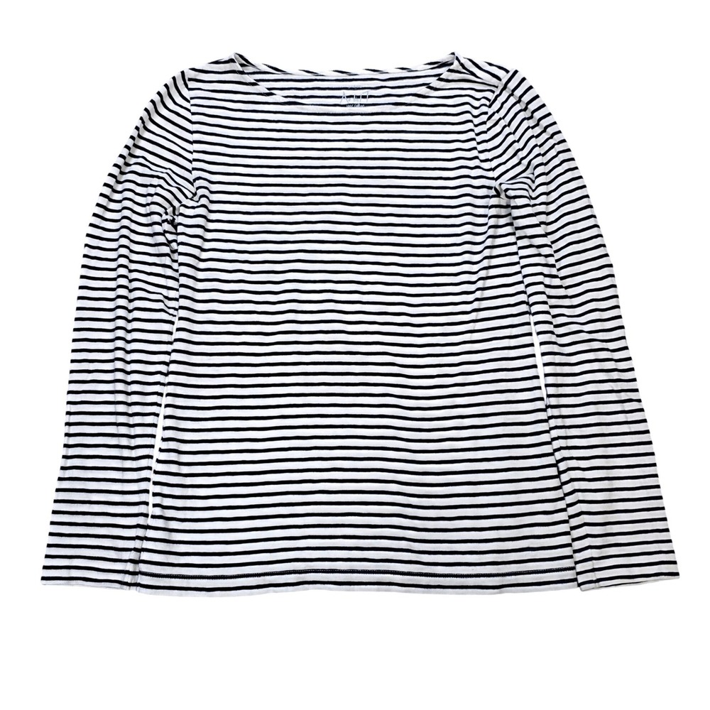 J.Crew Artist Tee Women's Size S Navy White Striped Long Sleeve Boat Neck Cotton